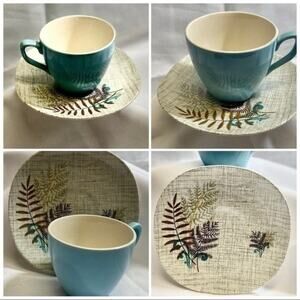 J & G Meakin Ironstone Sol- Rock Fern Set of 6 Espresso Cups and Saucer 491413